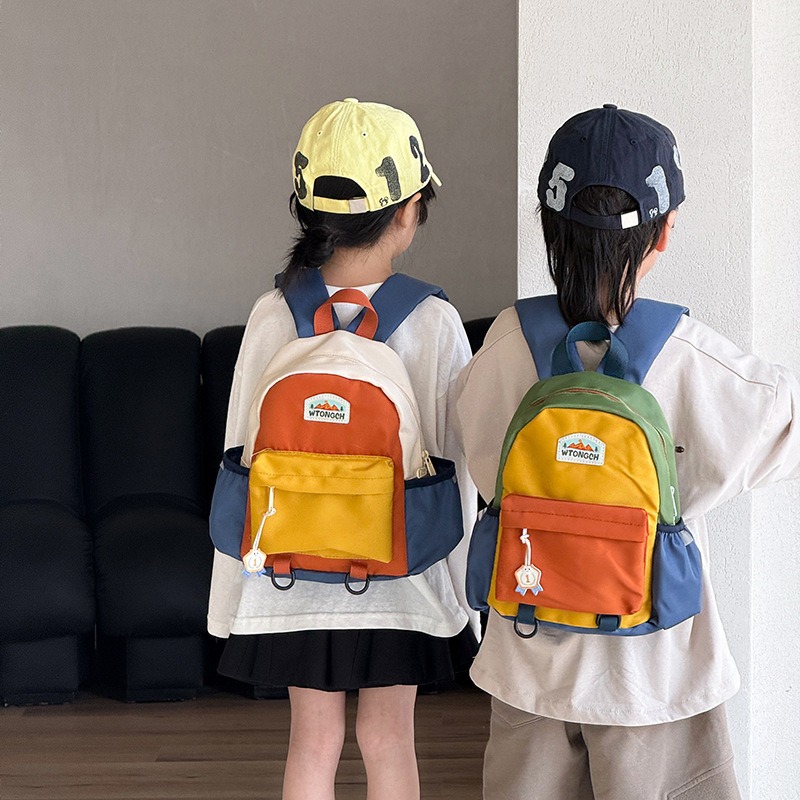 새로운 컬러 블록 디자인의 어린이 백팩 귀여운 유치원  - Canvas Backpack Casual 리뷰 및 가격